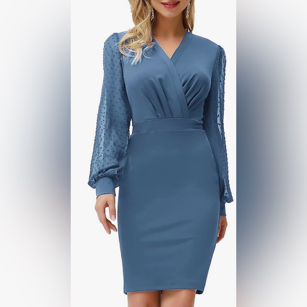 Grace Karin Women's Formal Sheer Mesh Sleeve Vneck Cocktail Dress Medium